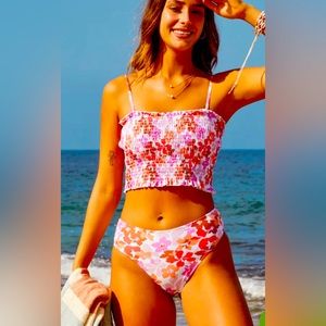 NWT Cute smocked floral bikini
